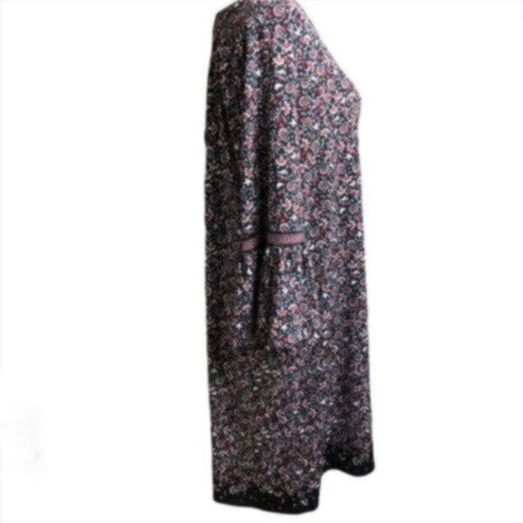 Max Studio Black & Red Floral Print Boho Business Casual Dress Large - Picture 4 of 8